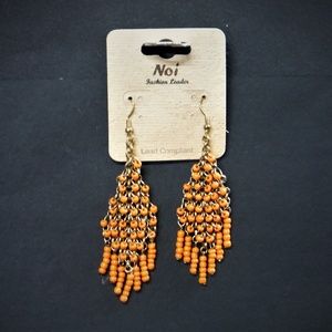Orange Beads Bohemian Dangling Earrings